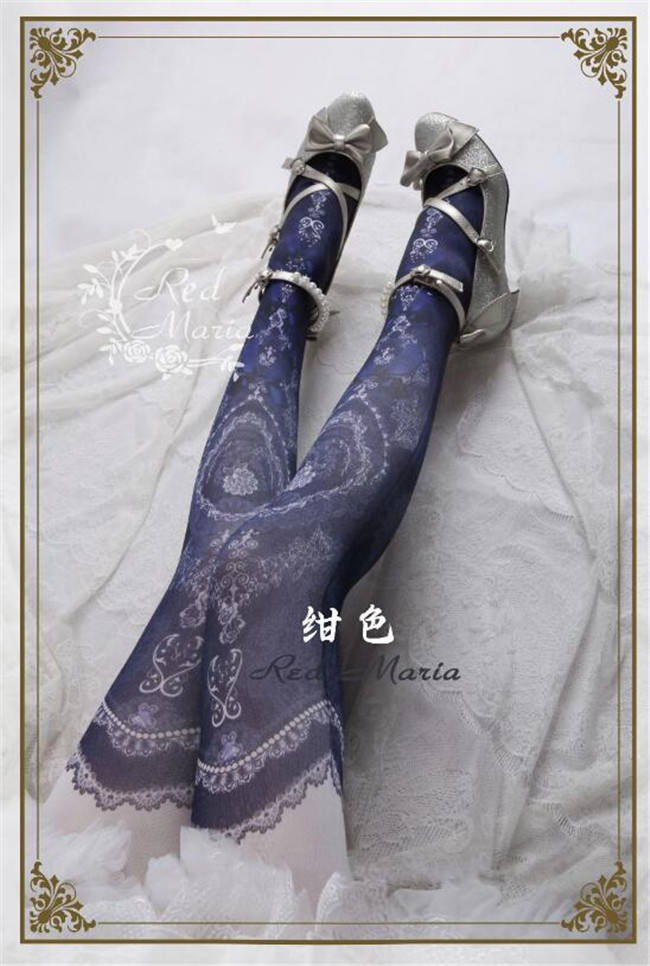 The Peacock Feather~ Vintage Double-sides Printed Lolita Tights