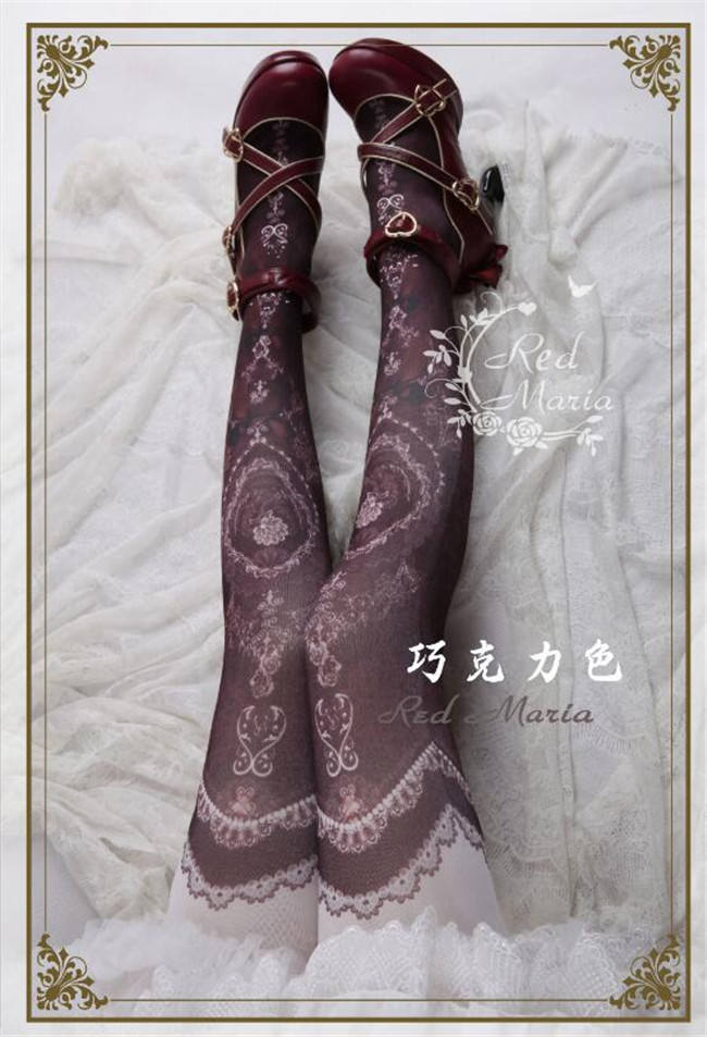 The Peacock Feather~ Vintage Double-sides Printed Lolita Tights