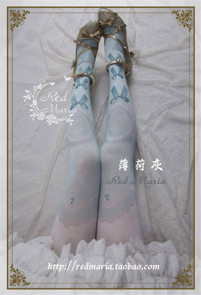 The Peacock Feather~ Vintage Double-sides Printed Lolita Tights