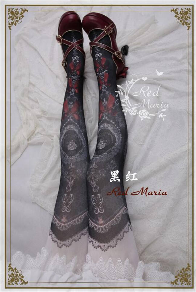 The Peacock Feather~ Vintage Double-sides Printed Lolita Tights