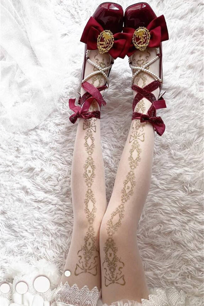 Retro Gold-stamping Flower Vine Summer Lolita Tights
