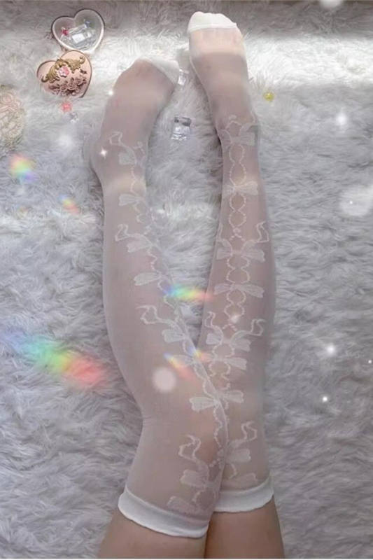 Gloss Silk Above Knee Lolita Socks 60cm