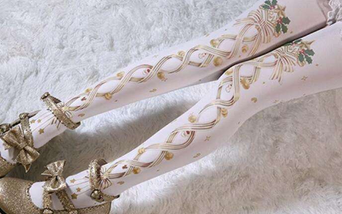 Christmas Bell Printed Lolita Tights