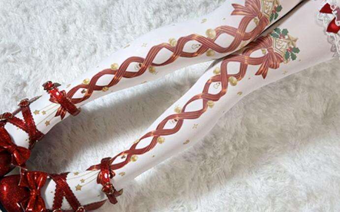 Christmas Bell Printed Lolita Tights