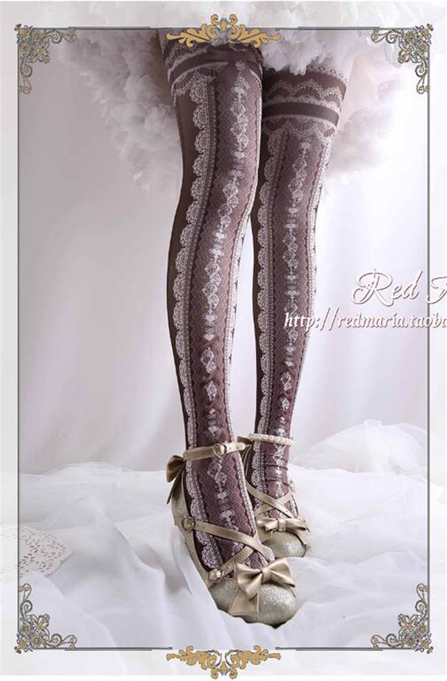 Lace Prints Ribbons Lolita Tights