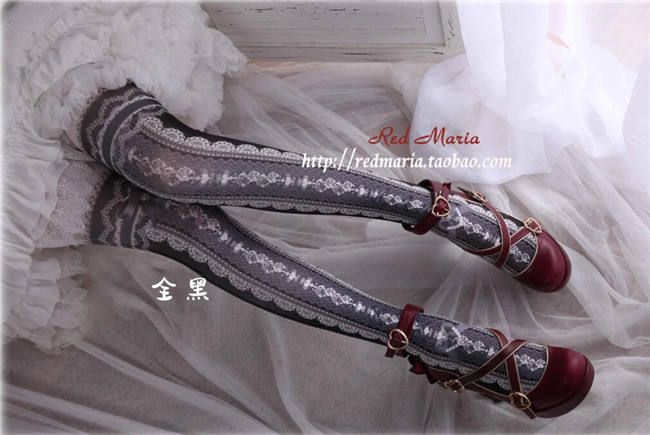 Lace Prints Ribbons Lolita Tights