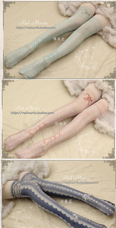 Lace Prints Ribbons Lolita Tights
