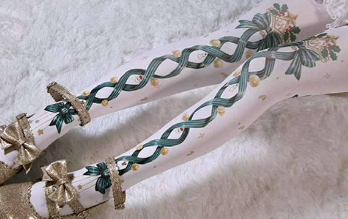 Christmas Bell Printed Lolita Tights