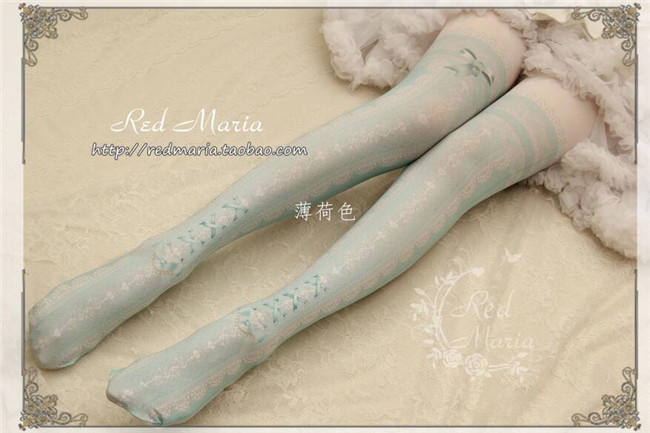 Lace Prints Ribbons Lolita Tights
