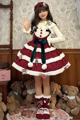 Alice Girl  Christmas Bear Lolita Jumper Dress and Shirt