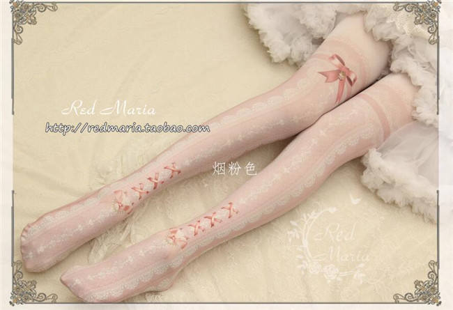 Lace Prints Ribbons Lolita Tights