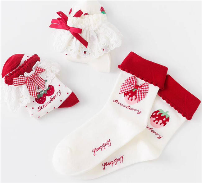 Sheep Puff Strawberry Lolita Socks