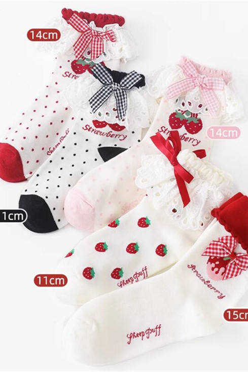Sheep Puff Strawberry Lolita Socks