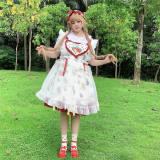 Sweet Strawberry Lolita Jumper Dress and Apron - JSK Size 3XL - In Stock