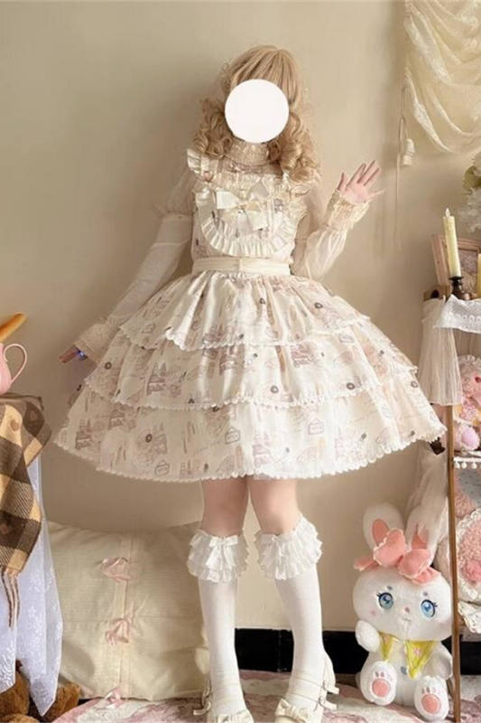 Plus Size Bunny Making Bread Sweet  Dress