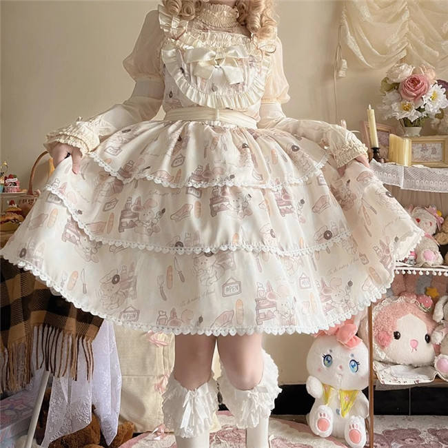 Plus Size Bunny Making Bread Sweet  Dress