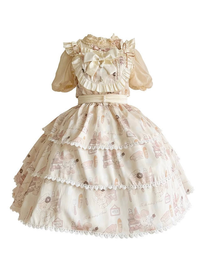Plus Size Bunny Making Bread Sweet  Dress
