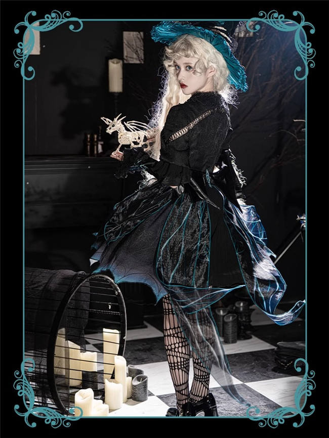 Rose Witch Halloween Lolita Dress, Wristcuffs and Hat