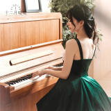 The Piano And The Song Black and Green Lolita Dress - Ready Made