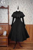 Alice Girl Black Embroidery Lolita Dress, Cape and Apron