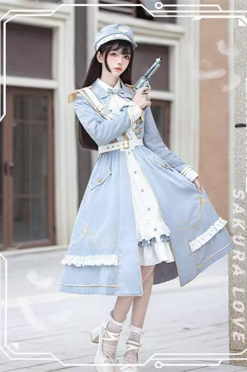 Ying Luo Fu Starsea Fantasy Military Lolita Dress, Cape, Blouse and Hat