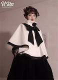 Black and White Camellias Winter Lolita Cape Coat