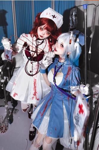Little Nurse Halloween Lolita Dress, Inner Bra, Hat, Gloves and Armband
