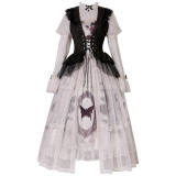 Butterfly and Rose Prints Elegant Lolita Jumper, Overskirt and Blouse