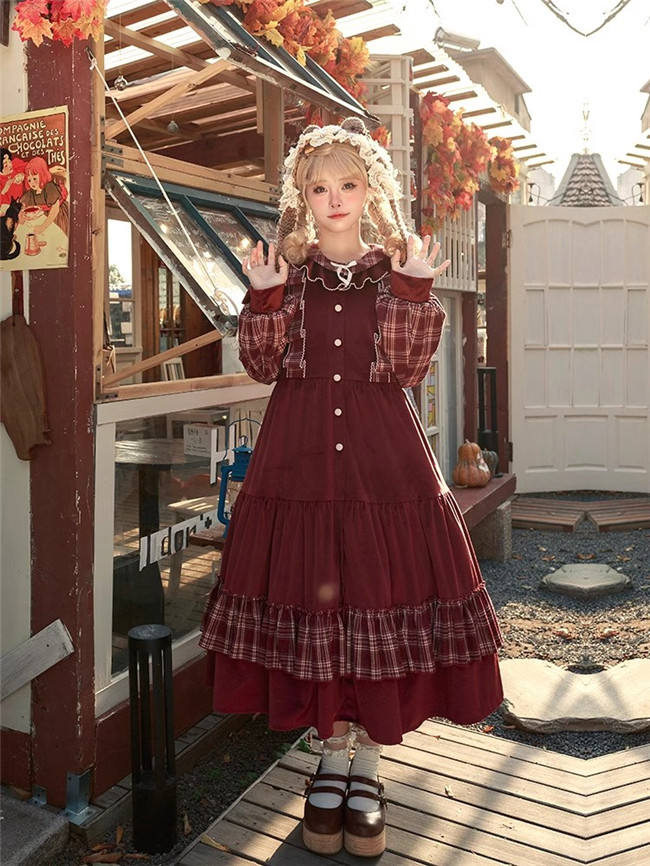 Withpuji Velvet Mousse Christmas Lolita Dress One Piece