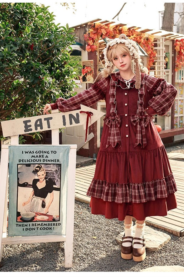 Withpuji Velvet Mousse Christmas Lolita Dress One Piece