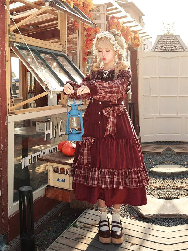 Withpuji Velvet Mousse Christmas Lolita Dress One Piece