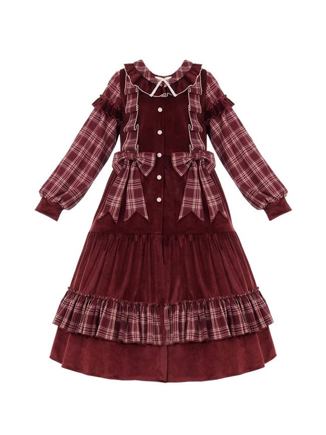 Withpuji Velvet Mousse Christmas Lolita Dress One Piece