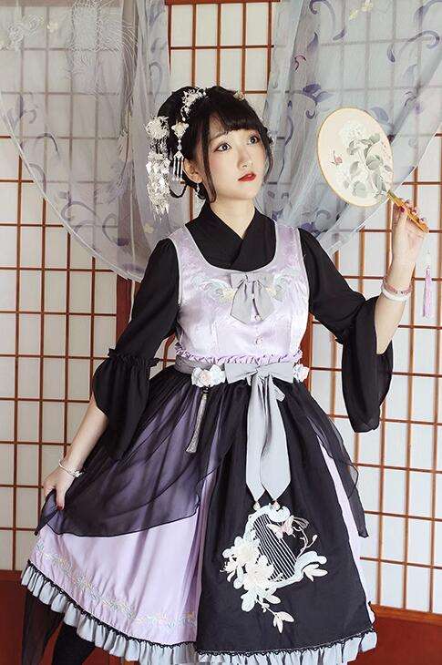The Inlaid Harp ~Qi Lolita JSK Dress With Overskirt