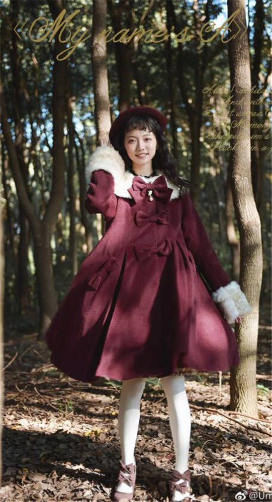 Sweet A-shaped Lolita Long Coat  Dark Green S - In Stock