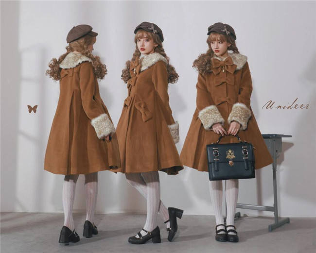 Sweet A-shaped Lolita Long Coat  Dark Green S - In Stock