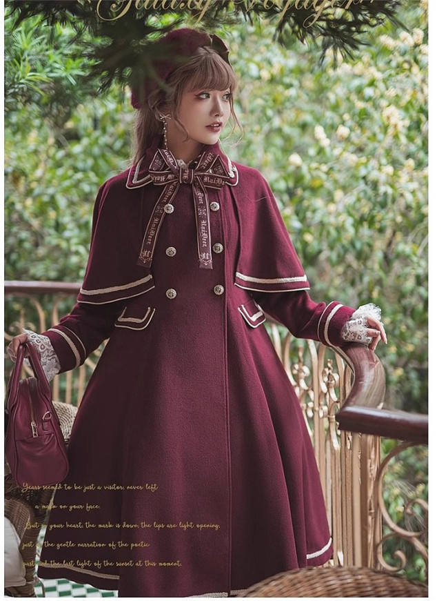 Travelers In the Milky Way Winter Lolita Coat with Detachable Cape