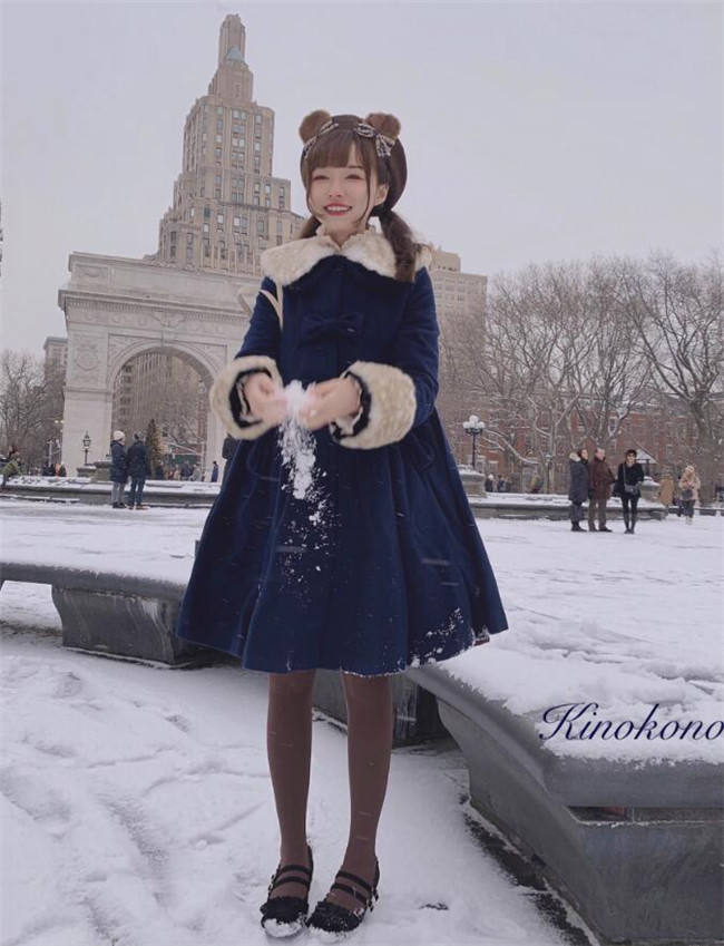 Sweet A-shaped Lolita Long Coat  Dark Green S - In Stock
