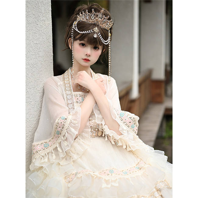 Cat Fairy Dairy Wear Princess Chiffon Skirt, Top and Shawl Coat