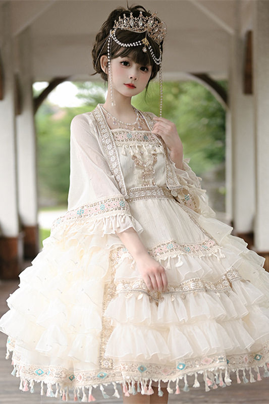 Cat Fairy Dairy Wear Princess Chiffon Skirt, Top and Shawl Coat