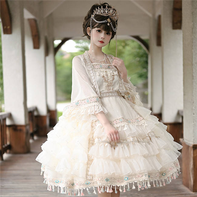 Cat Fairy Dairy Wear Princess Chiffon Skirt, Top and Shawl Coat
