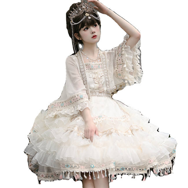Cat Fairy Dairy Wear Princess Chiffon Skirt, Top and Shawl Coat