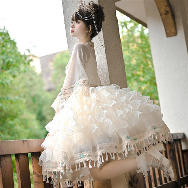 Cat Fairy Dairy Wear Princess Chiffon Skirt, Top and Shawl Coat