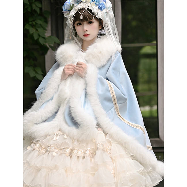Sweet Fur Collar Cape Coat