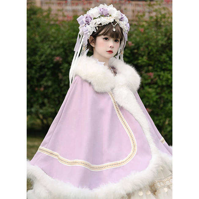 Sweet Fur Collar Cape Coat