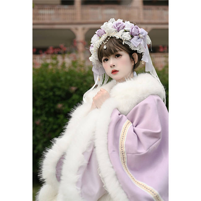 Sweet Fur Collar Cape Coat