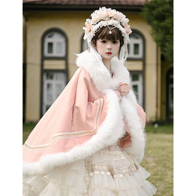 Sweet Fur Collar Cape Coat