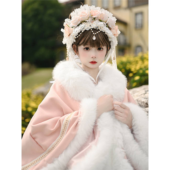 Sweet Fur Collar Cape Coat