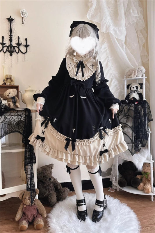 Dark Black Vintage Plus Size Lolita Dress
