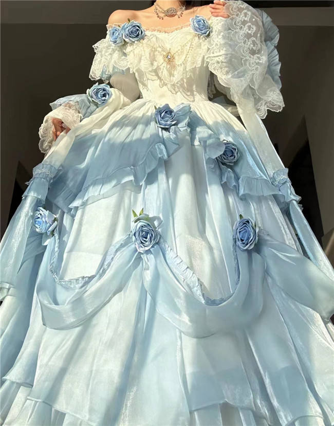Meowing and Fruity Tana Manor Ombre Vintage Lolita Wedding Dress