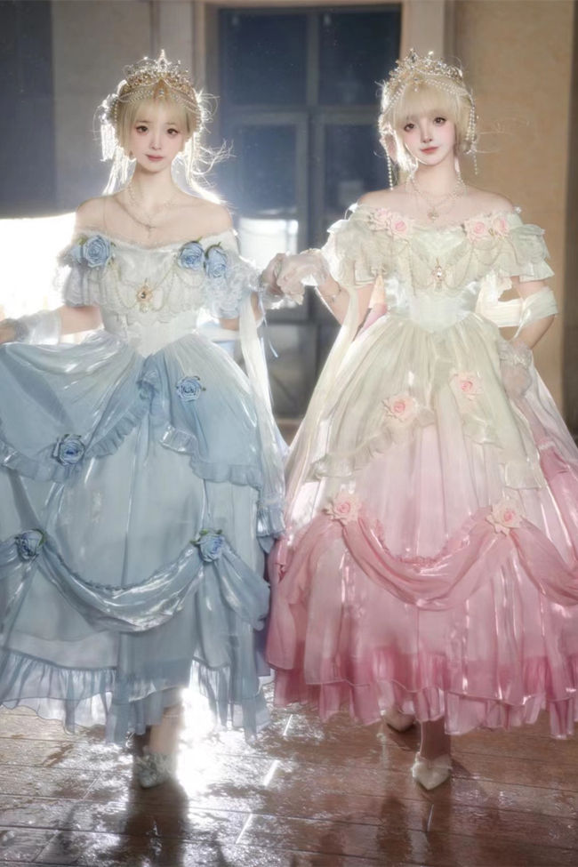Meowing and Fruity Tana Manor Ombre Vintage Lolita Wedding Dress